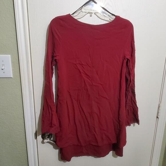 Crocheted lace cranberry ruffled‎ jasmine dress - Picture 7 of 8